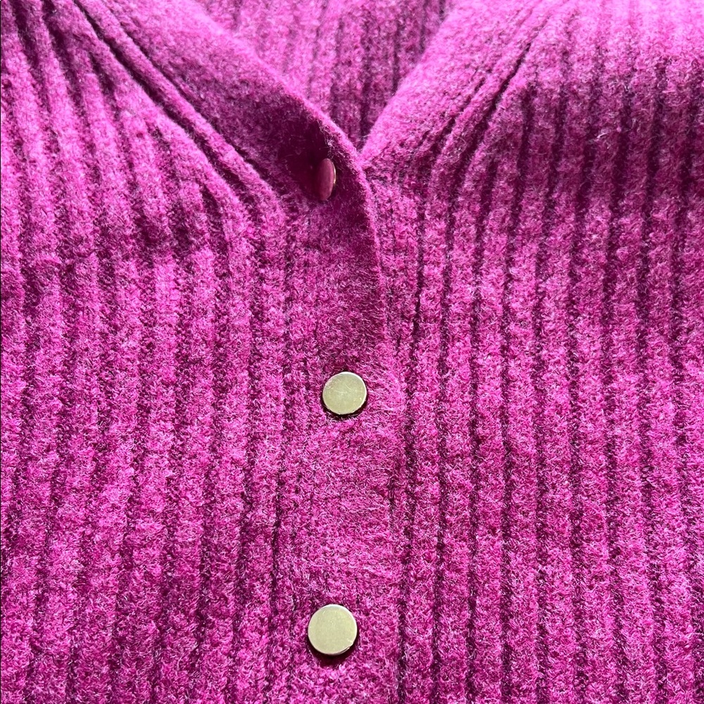 Mango Ribbed Cardigan Sweater - Purple - Picture 2 of 4